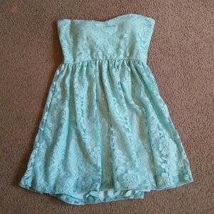 Teal lace mini dress new without tags